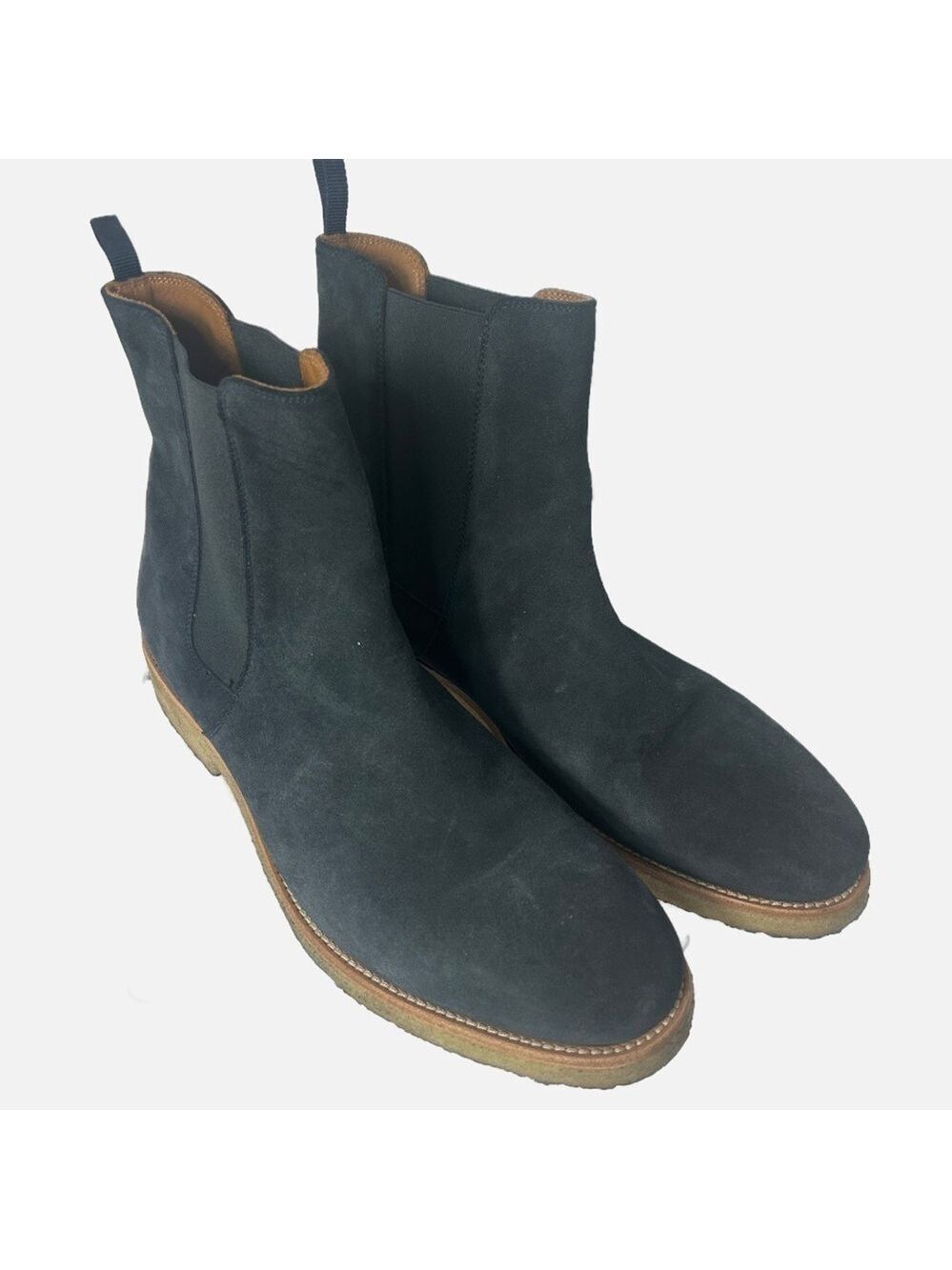 ORO Los Angeles Men’s Suede Chelsea Boots Blue Made in Spain Rubber Sole Pull On